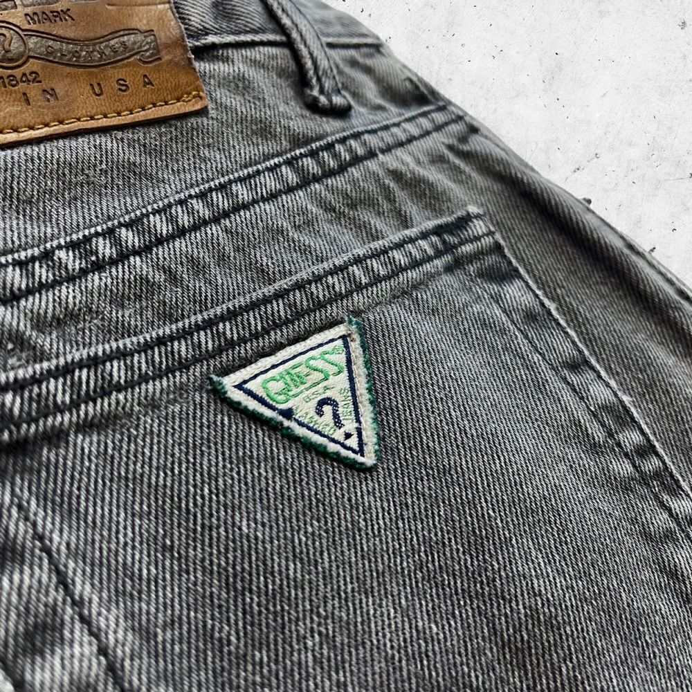 Vtg 90s Guess Jeans USA Black Jeans, Green Patch, USA Made, Tapered Slim 28 x 33 - Picture 9 of 10